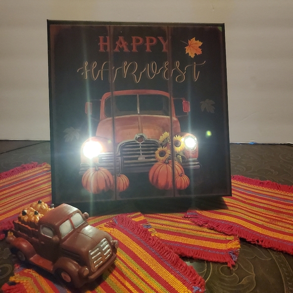 Happy Harvest Metal Sign w/Lighted Truck - Picture 2 of 8